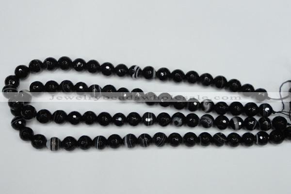 CAG5273 15.5 inches 8mm faceted round black line agate beads