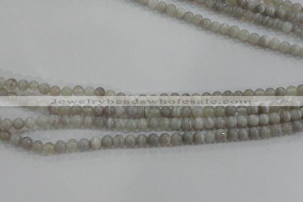 CAG5320 15.5 inches 4mm round grey line agate beads wholesale