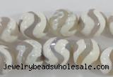 CAG5331 15.5 inches 12mm faceted round tibetan agate beads wholesale