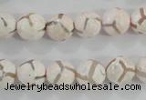 CAG5334 15.5 inches 10mm faceted round tibetan agate beads wholesale