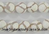 CAG5335 15.5 inches 12mm faceted round tibetan agate beads wholesale