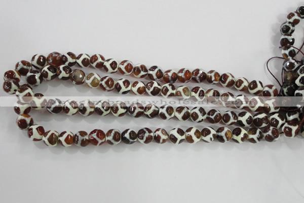 CAG5339 15.5 inches 10mm faceted round tibetan agate beads wholesale