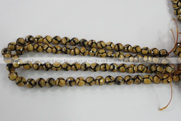 CAG5344 15.5 inches 10mm faceted round tibetan agate beads wholesale