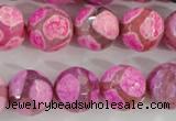 CAG5351 15.5 inches 14mm faceted round tibetan agate beads wholesale