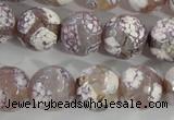 CAG5355 15.5 inches 14mm faceted round tibetan agate beads wholesale