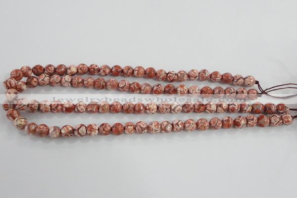 CAG5357 15.5 inches 8mm faceted round tibetan agate beads wholesale