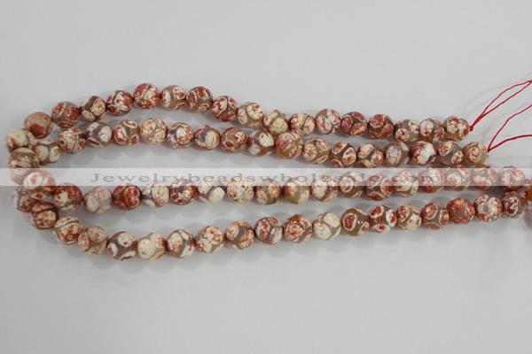 CAG5358 15.5 inches 10mm faceted round tibetan agate beads wholesale