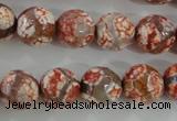 CAG5359 15.5 inches 12mm faceted round tibetan agate beads wholesale