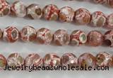 CAG5361 15.5 inches 8mm faceted round tibetan agate beads wholesale