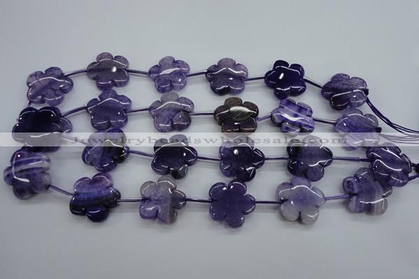 CAG5392 15.5 inches 24mm carved flower dragon veins agate beads