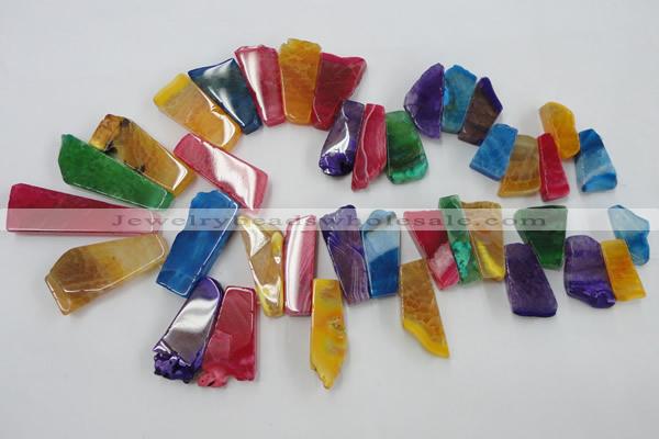 CAG5457 15.5 inches 12*25mm - 15*62mm freeform agate gemstone beads