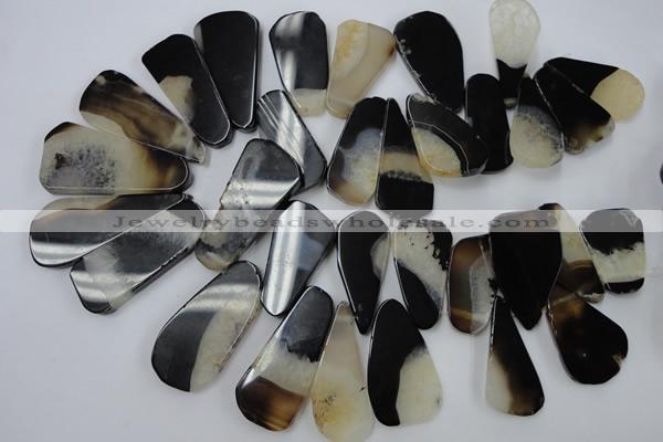 CAG5469 15.5 inches 25*35mm - 30*60mm freeform agate gemstone beads