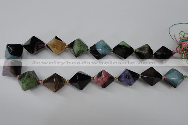 CAG5502 15.5 inches 22*22mm faceted bicone agate gemstone beads