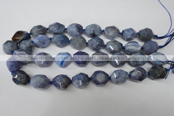 CAG5516 15.5 inches 18*22mm faceted nuggets agate gemstone beads