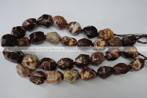 CAG5518 15.5 inches 20*22mm faceted nuggets agate gemstone beads