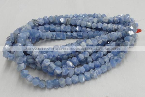 CAG557 16 inches 8*12mm faceted freeform blue agate beads wholesale