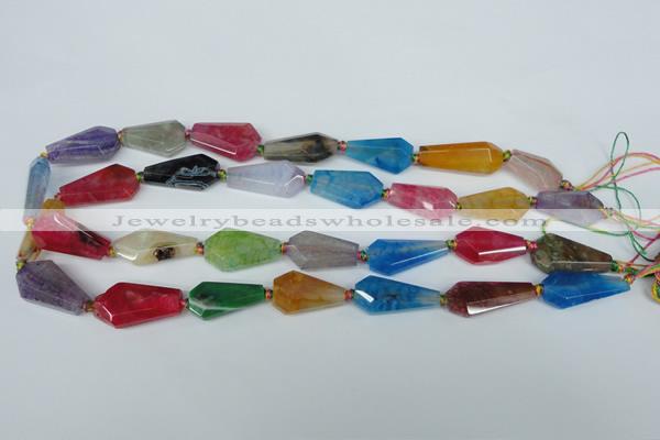 CAG5570 15 inches 12*23mm - 15*25mm faceted nuggets agate beads