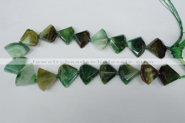 CAG5578 15 inches 20*25mm faceted triangle dragon veins agate beads