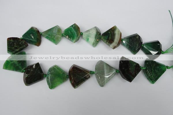 CAG5579 15 inches 22*30mm faceted triangle dragon veins agate beads