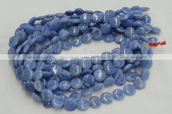 CAG558 16 inches 10mm flat round blue agate gemstone beads wholesale