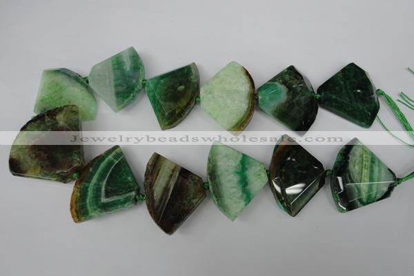 CAG5588 15 inches 30*40mm faceted triangle dragon veins agate beads