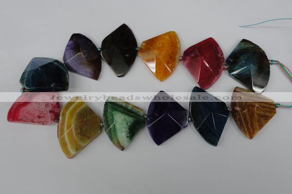 CAG5589 15 inches 30*42mm faceted triangle dragon veins agate beads