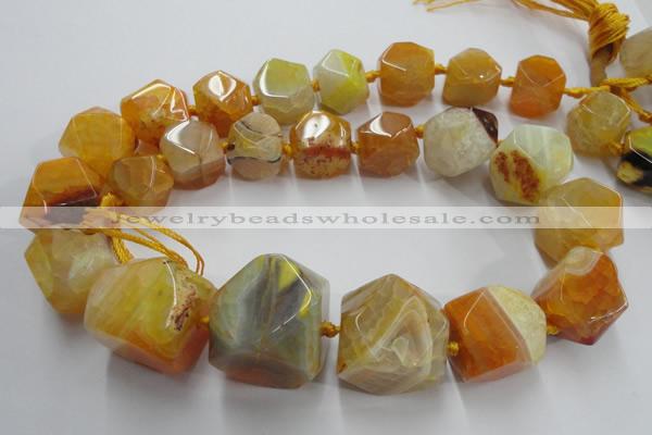 CAG5595 15 inches 12*14mm - 24*25mm faceted nuggets agate beads