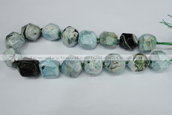 CAG5596 15 inches 25mm faceted nuggets agate gemstone beads