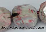 CAG5597 15 inches 25mm faceted nuggets agate gemstone beads