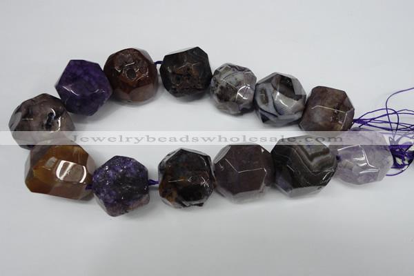 CAG5601 15 inches 25*30mm faceted nuggets agate gemstone beads