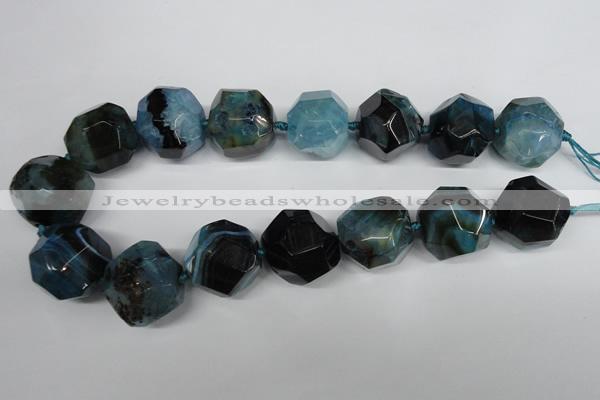 CAG5611 15 inches 25mm faceted nuggets agate gemstone beads