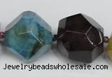 CAG5612 15 inches 25mm faceted nuggets agate gemstone beads