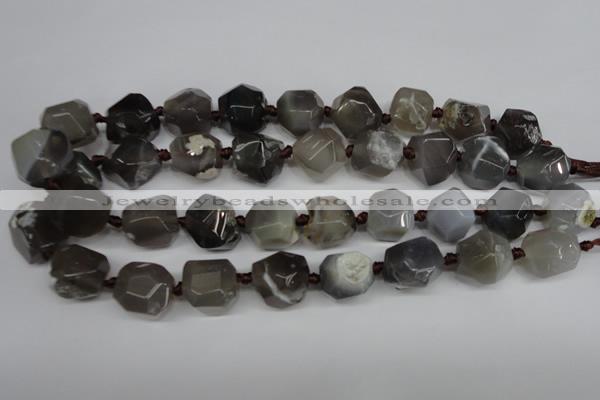 CAG5614 15 inches 18mm faceted nuggets agate gemstone beads