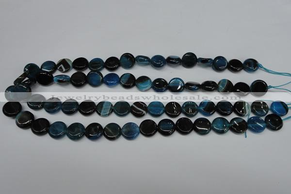 CAG5627 15 inches 12mm flat round dragon veins agate beads