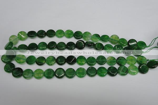 CAG5629 15 inches 12mm flat round dragon veins agate beads