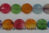 CAG5634 15 inches 12mm flat round dragon veins agate beads