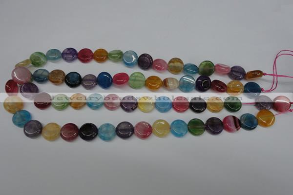 CAG5635 15 inches 12mm flat round dragon veins agate beads