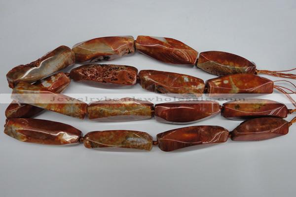 CAG5638 15 inches 15*45mm faceted nuggets agate gemstone beads