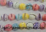 CAG5706 15 inches 8mm faceted round tibetan agate beads wholesale