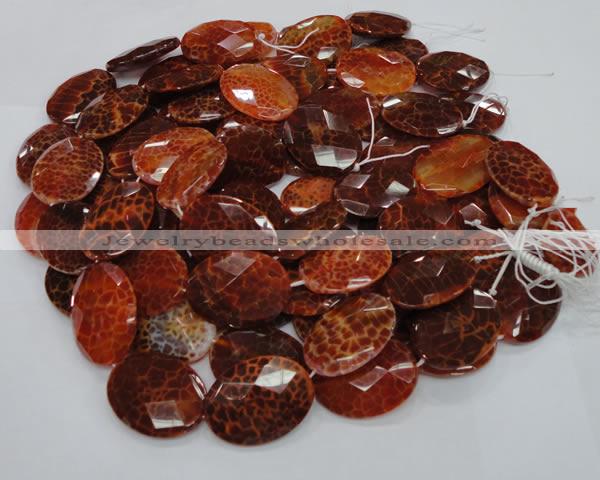 CAG578 15.5 inches 30*40mm faceted oval natural fire agate beads