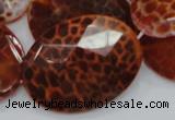 CAG579 15.5 inches 40*50mm faceted oval natural fire agate beads