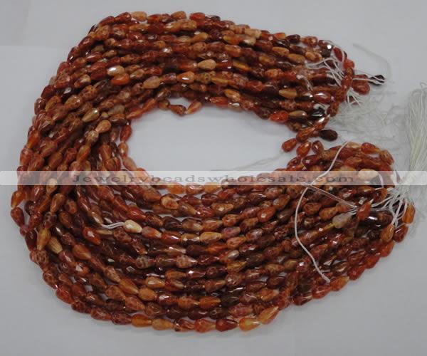 CAG585 15.5 inches 6*9mm faceted teardrop natural fire agate beads