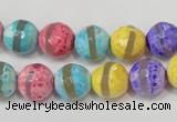 CAG5890 15 inches 10mm faceted round tibetan agate beads wholesale