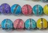 CAG5892 15 inches 12mm faceted round tibetan agate beads wholesale