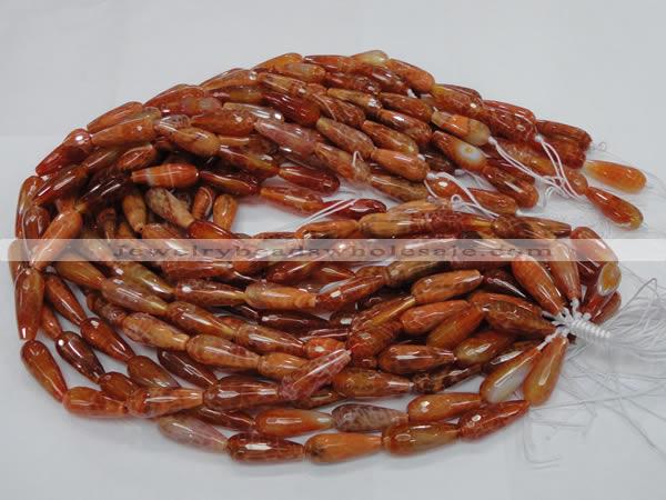 CAG590 15.5 inches 8*16mm faceted teardrop natural fire agate beads