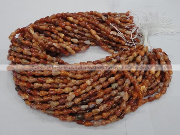 CAG592 15.5 inches 6*10mm teardrop natural fire agate beads