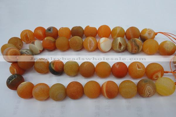 CAG5937 15 inches 16mm round matte druzy agate beads wholesale