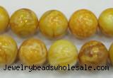 CAG5941 15.5 inches 12mm round yellow crazy lace agate beads