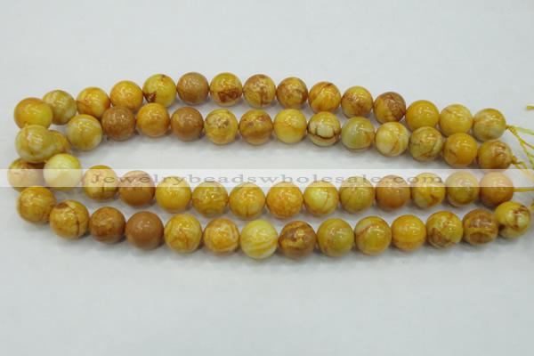 CAG5941 15.5 inches 12mm round yellow crazy lace agate beads