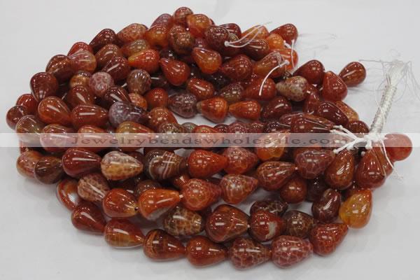 CAG595 15.5 inches 15*20mm teardrop natural fire agate beads